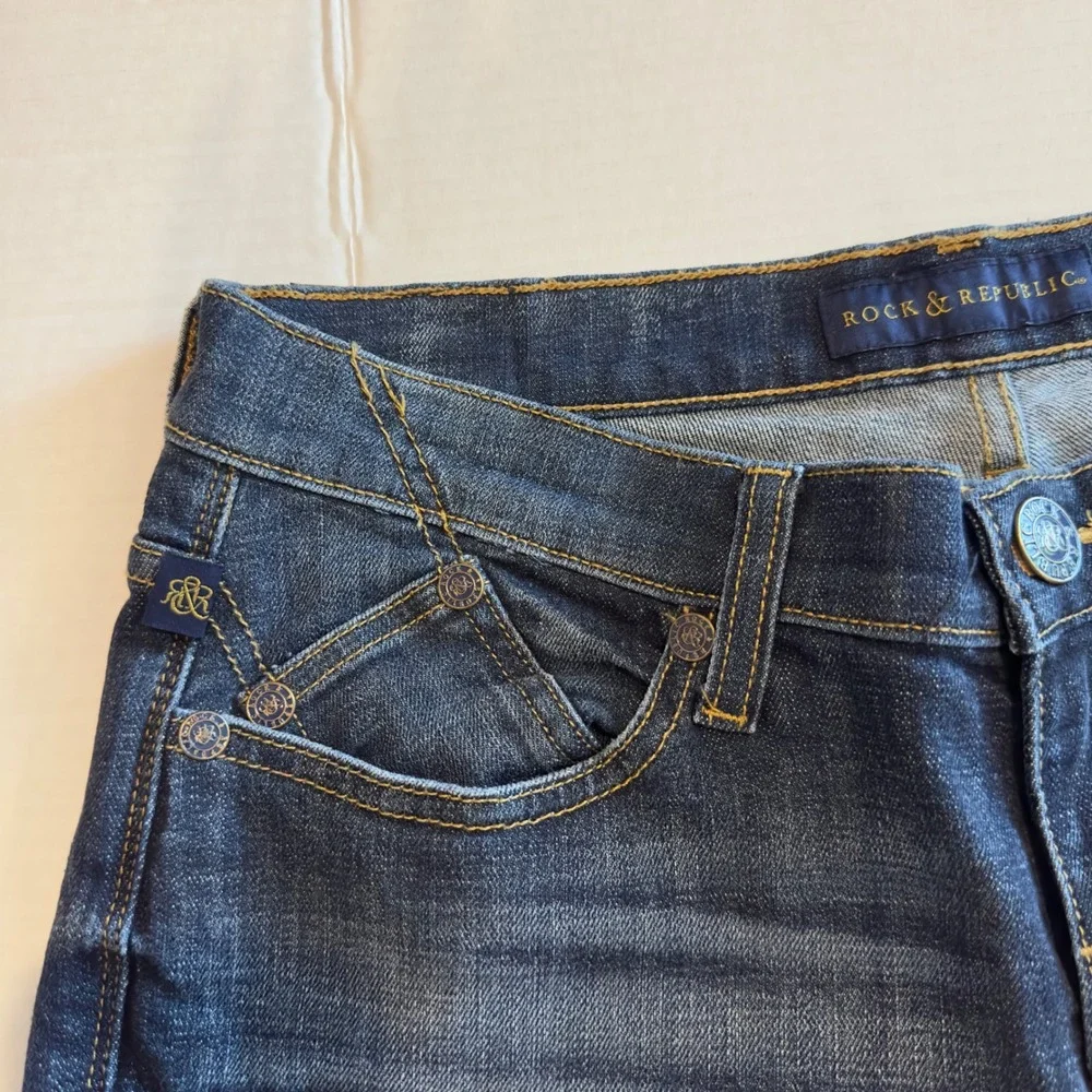 Rock & Republic Emo Skinny Jeans Medium Wash Blue Denim R011177 Womens 6M